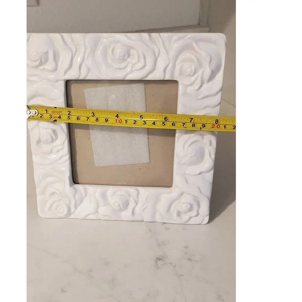 Porcelain Square Picture Frame Embossed Rose 8 X 8 Frame